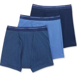 Jockey Classic Cotton Boxer Briefs 3-pack - Blue Assorted