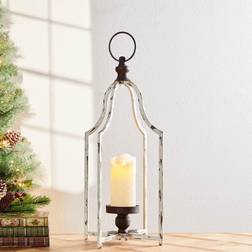 GlitzHome Large Farmhouse Metal White Lantern