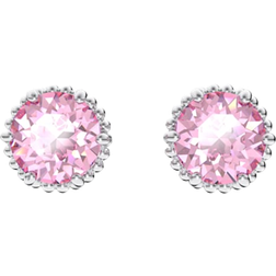 Swarovski October Birthstone Stud Earrings - Silver/Pink