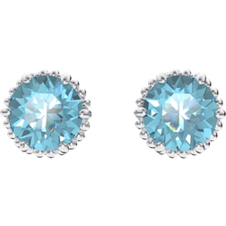 Swarovski March Birthstone Stud Earrings - Silver/Blue