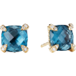 David Yurman Chatelaine Stud Earrings - Gold/Topaz/Diamonds