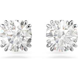 Swarovski Constella Round Cut Stud Earrings - Silver/Transparent