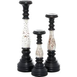 Deco 79 Black and White Wood Farmhouse Holders, 16x5x5 Candlestick 16.3" 3