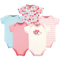 Touched By Nature Organic Cotton Short Sleeve Bodysuits 5-pack - Rosebud