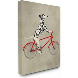 Stupell Industries Dalmatian Dog Riding Red Bicycle Canvas Wall Framed Art 1.5x40"