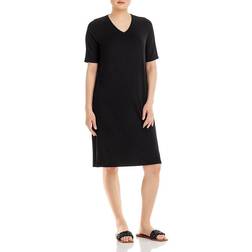 Eileen Fisher V Neck Elbow Sleeve Dress - Black