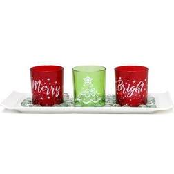 Elegant Designs Merry & Bright Christmas Set of 3 Candle Holder