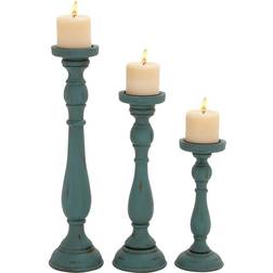 Willow Row Distressed Teal 3-piece Set, Turquoise/Blue One Size Candlestick