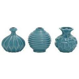 Litton Lane Blue Stoneware Modern Decorative (Set of 3)