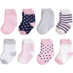 Touched By Nature Organic Basic Socks 8-pack - Navy/Light Pink