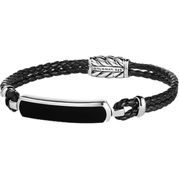 David Yurman Exotic Stone Bar Station Leather Bracelet - Silver/Onxy