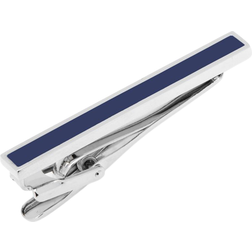 Ox and Bull Inlaid Tie Clip - Silver/Navy