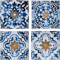 A&B Home White/Indigo Wall Decor 9.4x9.4" 4