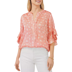 Vince Camuto Floral Flutter Sleeve Top - Canyon Cor