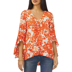 Vince Camuto V Neck Flutter Top - Blaze Orange