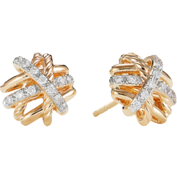 David Yurman Crossover Stud Earrings - Gold/Diamonds