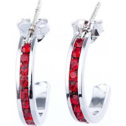 Macy's July Semi Hoop Earrings - Silver/Red