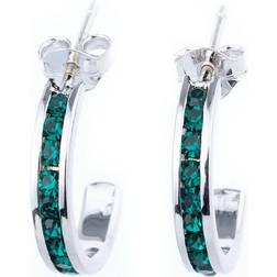 Macy's May Semi Hoop Earrings - Silver/Green