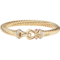 David Yurman Buckle Bracelet - Gold/Ruby/Diamonds