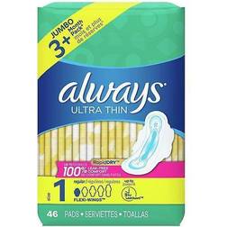 Always Ultra Thin Size 1 Regular Pads with Wings 46-pack