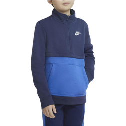 Nike Older Kid's Sports Club Half Zip Fleece Sweatshirt - Midnight Navy/Game Royal/White