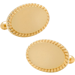 Ox and Bull Rope Border Oval Engravable Cufflinks - Gold