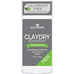 Zion Health Clay Dry Bold Sandalwood for Men Deo Stick 2.8oz