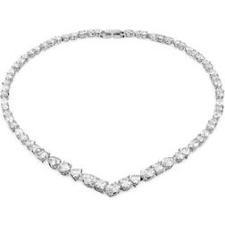 Swarovski Mixed Cuts Tennis Deluxe V Necklace - Silver/Diamonds