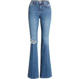 Frame Le High Waist Flare Jeans - Sunfaded Rips