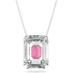 Swarovski Chroma Octagon Cut Necklace - Silver/Pink