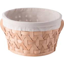 Vintiquewise Wooden Round Display Basket Bins, Lined with White Fabric, Food Gift Basket Storage Box