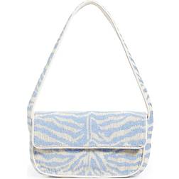 Staud Tommy Beaded Shoulder Bag Light Blue/Cream