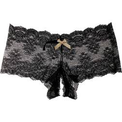 Hanky Panky Luxe Lace Crotchless Brief - Black