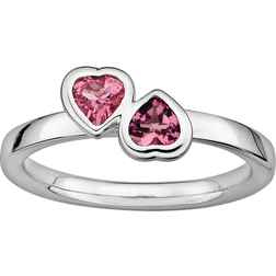 Stacks & Stones Heart Stack Ring - Silver/Tourmaline