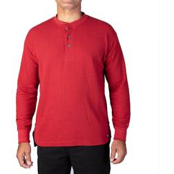 Smith Extended Tail Mini Thermal Knit Henley Pullover - Dark Red