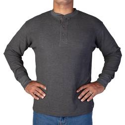 Smith Extended Tail Mini Thermal Knit Henley Pullover - Charcoal Heather