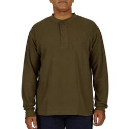 Smith Extended Tail Mini Thermal Knit Henley Pullover - Green