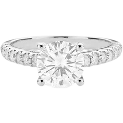 Charles & Colvard Moissanite Classic Solitaire Ring - White Gold/Diamonds/Transparent