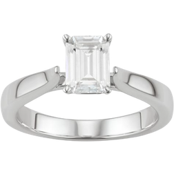 Charles & Colvard Lab-Created Moissanite Emerald-Cut Solitaire Ring - White Gold/Silver/Transparent