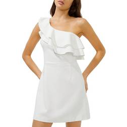 French Connection Whisper One Shoulder Ruffled Dress - Summer White