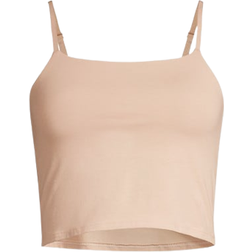 Skin Gia Stretch Cotton Crop Camisole Top - Macadamia