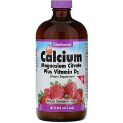 Bluebonnet Nutrition Liquid Calcium Magnesium Citrate Plus Vitamin D3 Strawberry 16 Oz