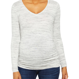 Motherhood Long Sleeve Side Ruched Maternity T Shirt Grey Spacedye