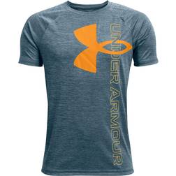 Under Armour Kid's Tech Split Logo Hybrid SS T-shirt - Navy (1363279-413)