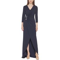 Calvin Klein Embellished Faux-Wrap Gown - Indigo