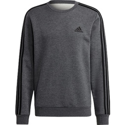 Adidas Essentials Fleece 3-Stripes Sweatshirt - Dark Grey Heather/Black