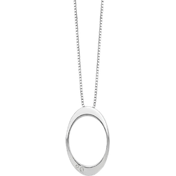 White Ice Accent Open Oval Necklace - Silver/Diamonds