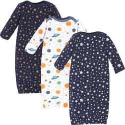 Hudson Baby Quilted Gowns 3-Pack - Metallic Stars (10153491)