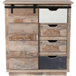 LuxenHome Rustic Wood Storage Cabinet 31.5x34.8"