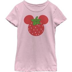 Disney Girl's Mickey Mouse Strawberry Head Graphic Tee - Pink